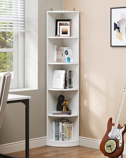 YITAHOME 5-Tier Corner Shelf, 70.8" Tall Modern Free Standing Corner Bookshelf, 5 Shelf Display Corner Bookcase and Bookshelves,Wooden Open Storage Book Shelves for Living Room, Home Office, White - LeafyLoom