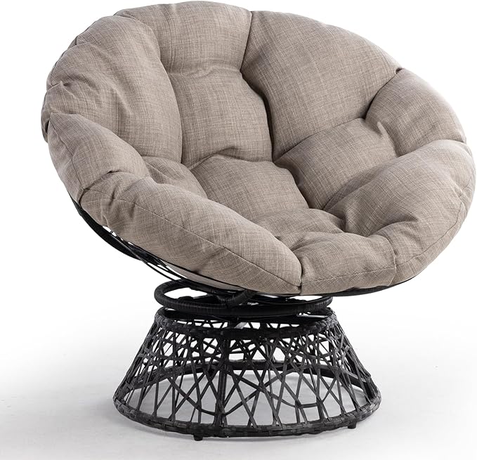 Bme Papasan Chair, Silver clound - Black Base - LeafyLoom