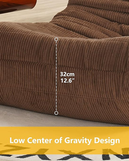 N&V Fireside Chair, Mid Century Armless Floor Sofa, Soft Premium Corduroy Floor Lounge Chair, Foam Sofa Accent Chair for Living Room Bedroom and Office Harbour Grey - LeafyLoom