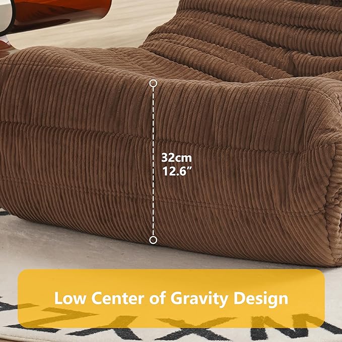 N&V Fireside Chair, Mid Century Armless Floor Sofa, Soft Premium Corduroy Floor Lounge Chair, Foam Sofa Accent Chair for Living Room Bedroom and Office Jade - LeafyLoom