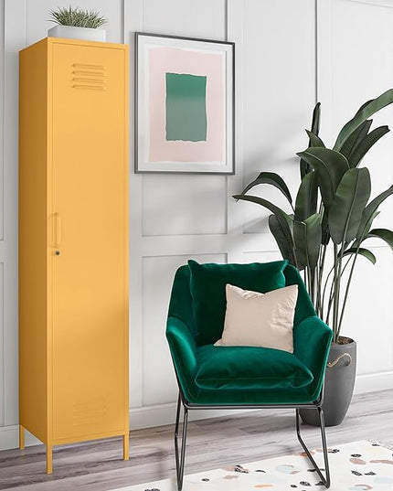 Novogratz Cache Single Metal Locker Storage, Yellow Cabinet - LeafyLoom