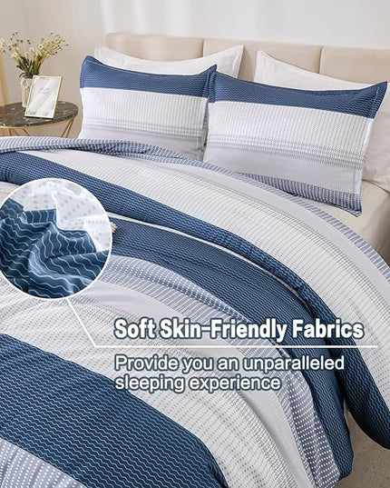 Litanika King Comforter Set Mineral Blue - 3 Pieces Lightweight Fluffy Bedding Comforter Sets, All Season Down Alternative Comforter (1 Comforter, 2 Pillowcases) - LeafyLoom