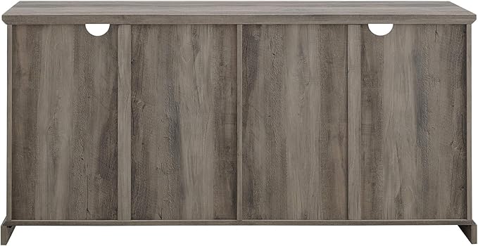 Walker Edison Farmhouse Barn Glass Door Wood Universal TV Stand for TV's up to 64" Flat Screen Living Room Storage Cabinet Doors and Shelves Entertainment Center, 58 Inch, Grey Wash - LeafyLoom