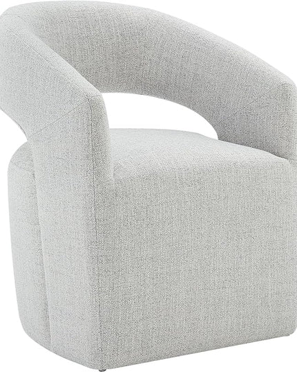 Dining Chairs with Casters Upholstered Modern Armchair with Rollers for Diningroom Bedroom Livingroom Reading Room, 32.25''H, Light Grey - LeafyLoom