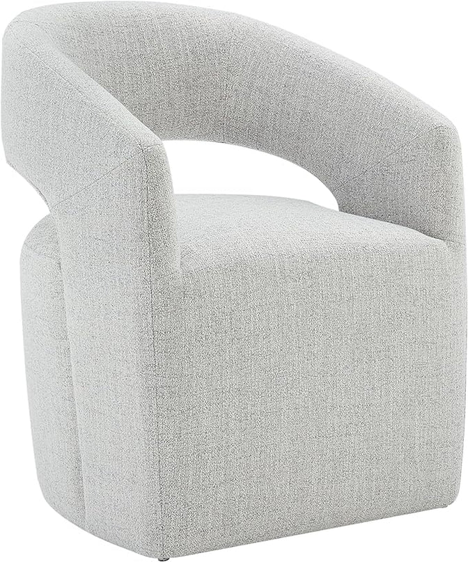 Dining Chairs with Casters Upholstered Modern Armchair with Rollers for Diningroom Bedroom Livingroom Reading Room, 32.25''H, Light Grey - LeafyLoom