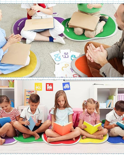 Shellwei 24 Pcs Kids Carpet Circle Seats 18 inch Print Pillow Circle Children's Mats Rug Mats Round Soft Floor Mat for Home School Classroom Story Time Group Activity Play Areas (Apple) - LeafyLoom