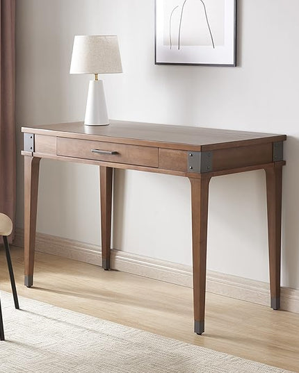 Leick Home 84401 Laptop Desk with Drawer in Aged Barrel 1 Drawer in Aged Barrel - LeafyLoom