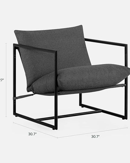 ZINUS Aidan Sling Accent Chair / Metal Framed Armchair with Shredded Foam Cushioning, Dark Grey - LeafyLoom