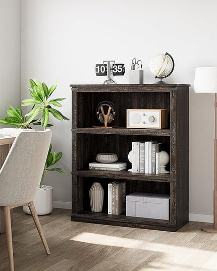GAOMON 3 Tier Bookcase, Farmhouse Book shelf with Storage Open Display Bookshelves, 40" Low Book Case Wooden 3 Shelf Bookcase Home Decor Furniture for Home Office, Living Room, Bed Room - Oak - LeafyLoom