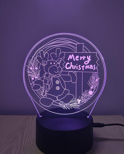 Christmas Deer 3D Night Light for Family Colleagues and Friends, Business Gifts Christmas Wishes Acrylic Table Lamp Store Decors Arts Gifts with XXL Board, for Friends Partners - LeafyLoom