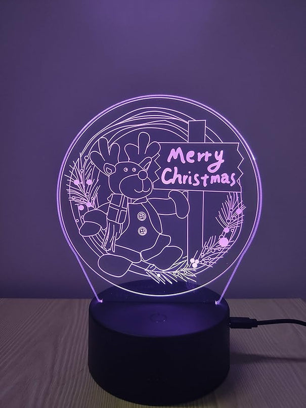 Christmas Deer 3D Night Light for Family Colleagues and Friends, Business Gifts Christmas Wishes Acrylic Table Lamp Store Decors Arts Gifts with XXL Board, for Friends Partners - LeafyLoom