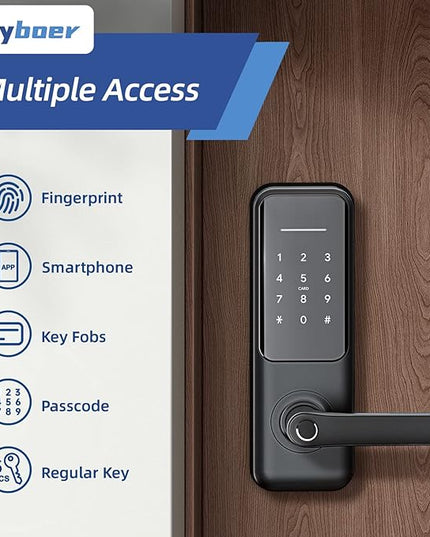 Keyless Fingerprint Smart Door Lock and Handle - Keypad Entry, Electronic Passcode for Front Door Nyboer