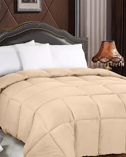Utopia Bedding All Season 250 GSM Comforter - Plush Siliconized Fiberfill Comforter Twin - Box Stitched (Twin/Twin XL, Beige) - LeafyLoom