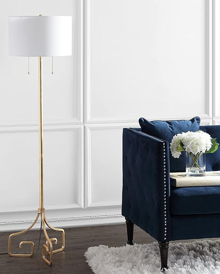 JONATHAN Y JYL3076A Newman 61.5" Metal LED Floor Lamp, Glam, Transitional, Traditional, Modern, Office, Living Room, Family Room, Dining Room, Kitchen, Bedroom, Hallway, Foyer, Gold - LeafyLoom