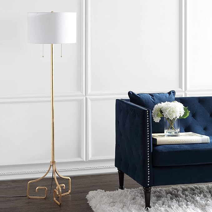 JONATHAN Y JYL3076A Newman 61.5" Metal LED Floor Lamp, Glam, Transitional, Traditional, Modern, Office, Living Room, Family Room, Dining Room, Kitchen, Bedroom, Hallway, Foyer, Gold - LeafyLoom