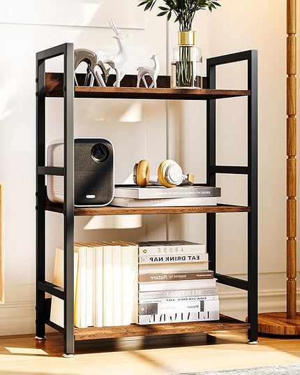 Small Bookshelf for Small Spaces, 3 Tier Small Book Shelf Organizer, Narrow Bookcase for Small Spaces, Small Bookcase for Bedroom, Living Room, Home, Office, 120 lbs Weight Capacity (Brown) - LeafyLoom