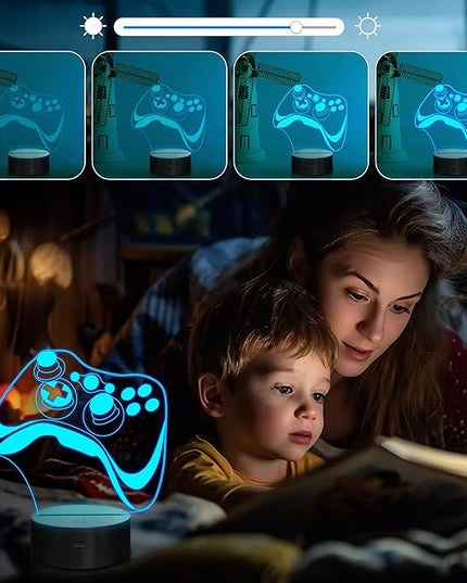 Attivolife Gamepad 3D Lamp, Hologram Illusion Controller Night Light for Kid, 16 Colors Changing & Remote Dimmer Control, Cool Boy Girl Video Gaming Room Accessories as Xmas Birthday Gift for Teen - LeafyLoom