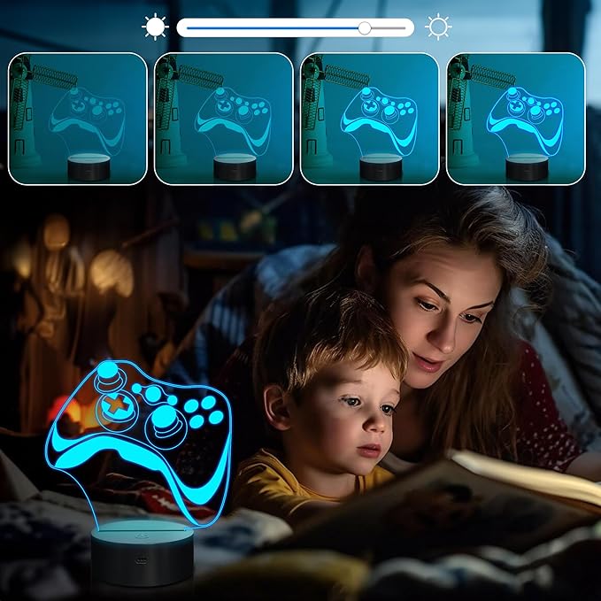 Attivolife Gamepad 3D Lamp, Hologram Illusion Controller Night Light for Kid, 16 Colors Changing & Remote Dimmer Control, Cool Boy Girl Video Gaming Room Accessories as Xmas Birthday Gift for Teen - LeafyLoom