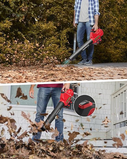 PowerSmart 40V Cordless Leaf Blower, Powerful 450CFM 130MPH Performance with 2X 2.0Ah Batteries & Chargers Included, for Quick & Easy Lawn Care (DB2201B) - LeafyLoom