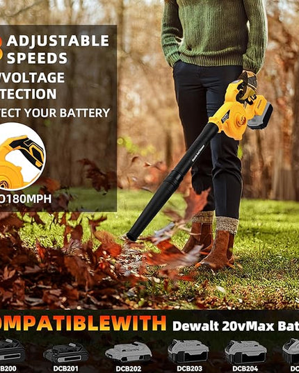 Leaf Blower Cordless for Dewalt Battery: 2-in-1 Portable Leaf Blower & Vacuum Cleaner for Dewalt 20V Max Battery, with Brushless Motor for Lawn Care/Dust/Pet Hair (Battery Not Included) - LeafyLoom