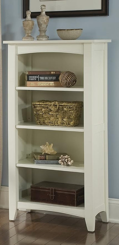 Alaterre Shaker Cottage Bookcase, Four Shelf, Ivory - LeafyLoom