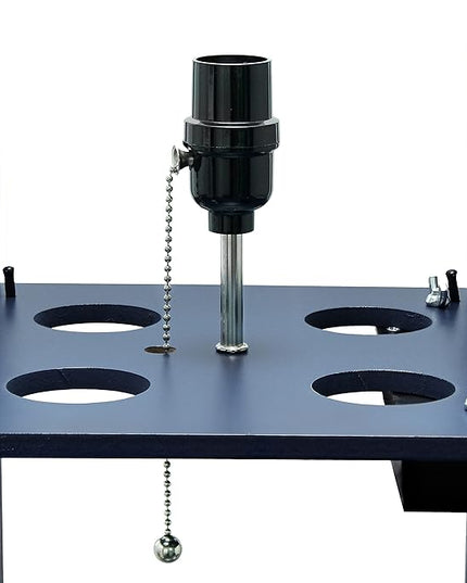Simple Designs LF1037-NAV Floor Lamp Etagere Organizer Storage Shelf with 2 USB Charging Ports, 1 Charging Outlet and Linen Shade, Navy Blue - LeafyLoom