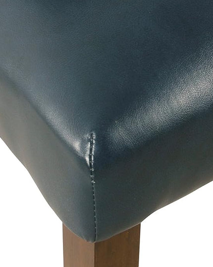 HomePop Parsons Classic Dining Chairs, Pack of 2, Dark Blue Faux Leather (Set of 2) - LeafyLoom