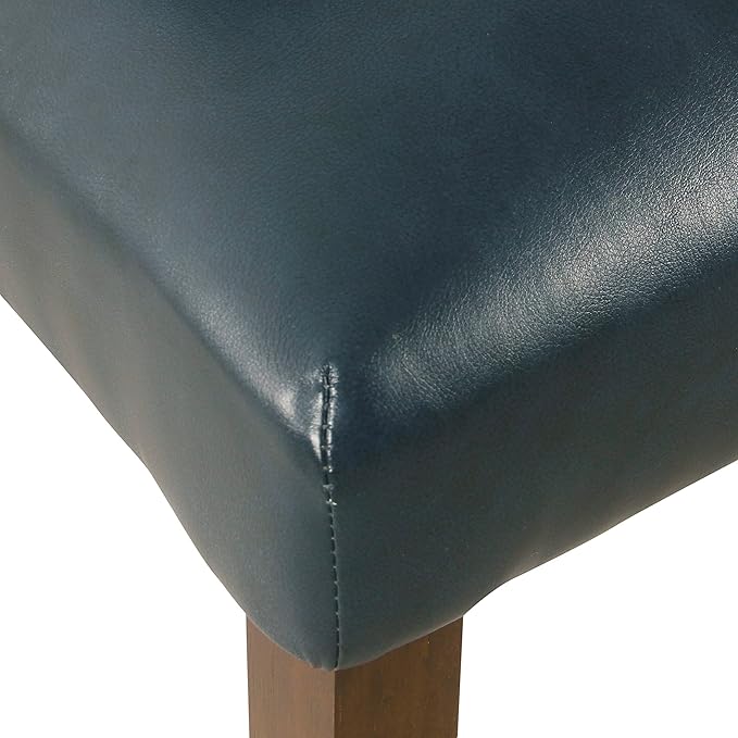HomePop Parsons Classic Dining Chairs, Pack of 2, Dark Blue Faux Leather (Set of 2) - LeafyLoom