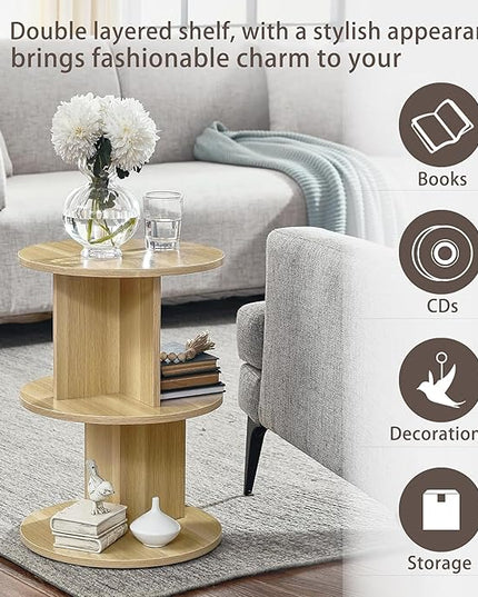 ECYIL Double Layered Independent Storage Rack, Full Circular Color Blocking Bookshelf, Suitable for Home, Office, Living Room, etc (nature) - LeafyLoom