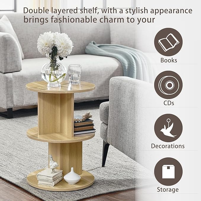 ECYIL Double Layered Independent Storage Rack, Full Circular Color Blocking Bookshelf, Suitable for Home, Office, Living Room, etc (nature) - LeafyLoom