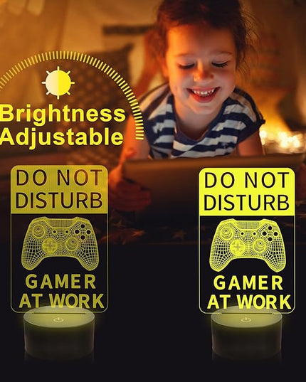 YuanDian Do Not Disturb Gamer at Work Night Light,Gamepad Graphic Video Games Gamer Gift Funny 3D Illusion Lamp 16 Colors Changing Touch & Remote Control for Men Teenagers and Kids - LeafyLoom