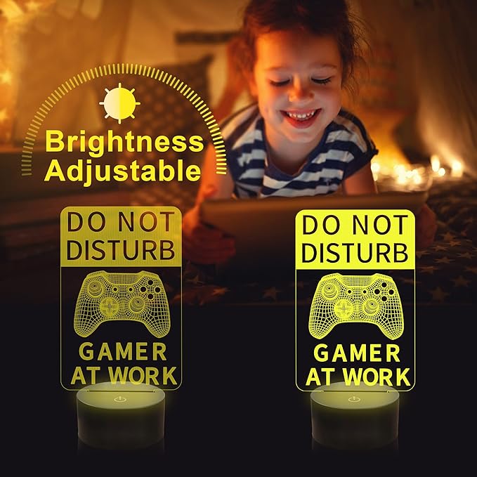 YuanDian Do Not Disturb Gamer at Work Night Light,Gamepad Graphic Video Games Gamer Gift Funny 3D Illusion Lamp 16 Colors Changing Touch & Remote Control for Men Teenagers and Kids - LeafyLoom
