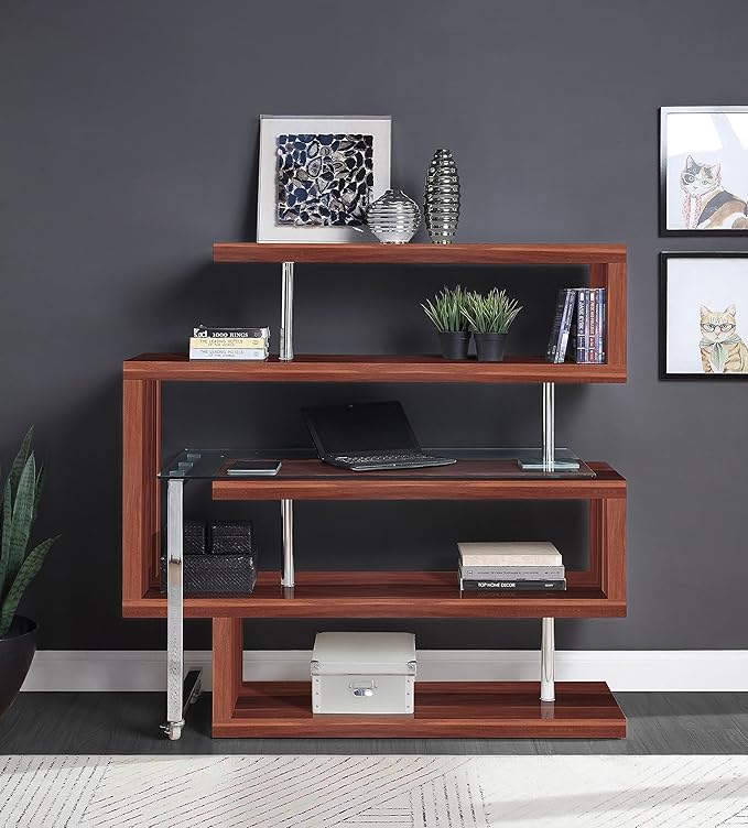 NicBex Kimberly-DW-00026-LWJ Home Office Desks, 55"x24"x54", Walnut - LeafyLoom