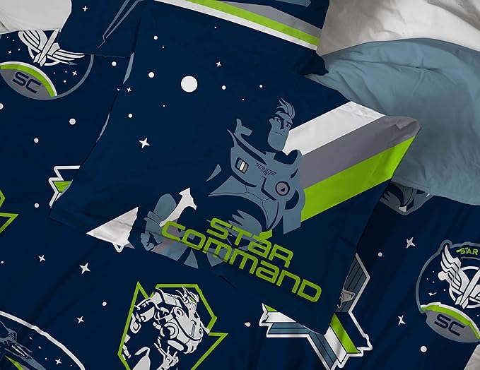 Jay Franco Disney Pixar Lightyear Space Command 5 Piece Twin Size Bed Set - includes Comforter & Sheet Set - Bedding Features Buzz - Super Soft Kids Fade Resistant Microfiber (Official Product) - LeafyLoom