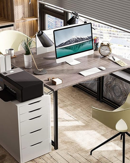 Coleshome 40 Inch Computer Desk, Modern Simple Style Desk for Home Office, Study Student Writing Desk, Grey Oak - LeafyLoom