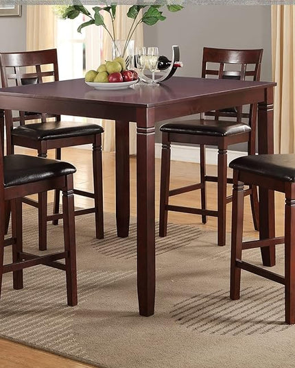 NicBex Dining Room Table Set for 4 Bar Table and Chairs Set Modern Contemporary 5Pc Dining Set with Unique Eyelet Back and 4 Chairs Cushion Seats Dining Room Furniture, Brown - LeafyLoom