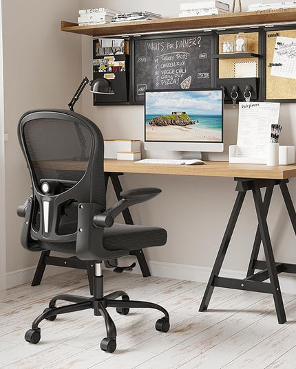 Home Office Chair with Lumbar Support, Ergonomic Design Desk Chair,Recline Feature,Height Adjustable,Space Saving,Black - LeafyLoom