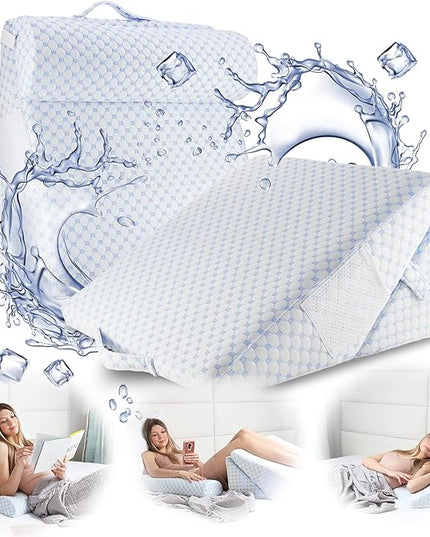 Nestl Bed Wedge Pillow - Adjustable Wedge Pillow for Sleeping to Reduce Acid Reflux, Wedge Pillows for After Surgery 12-in-1 Triangle Pillow Wedge, Cooling Gel Memory Foam Wedge Snoring Pillow - LeafyLoom