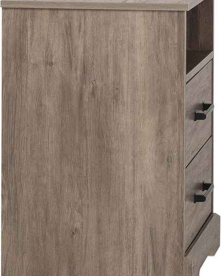 Prepac 2 Drawer Nightstand, 16.25in x 18.75in x 24.5in, Rustic Brown - LeafyLoom