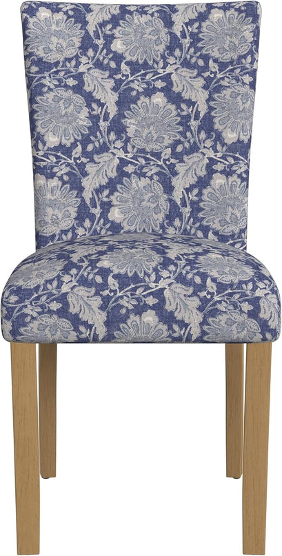HomePop Classic Parsons Dining Chairs, Pack of 2, Blue Floral Print - LeafyLoom