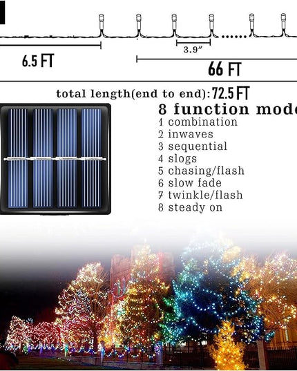 Dazzle Bright 2 Pack Total 132FT 400LED Red and Green Christmas Solar String Outdoor Lights, Solar Powered with 8 Modes Waterproof Fairy Lights for Bedroom Patio Garden Tree Party Yard Decoration DazzleBright