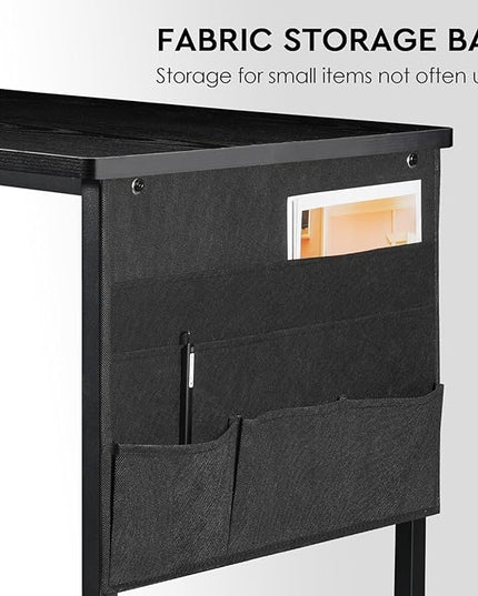 Ｍａｉｈａｉｌ Maihail Small Desk with Drawers, 47 inch Computer Desk with Shelves, Writing Desk with Storage, Small Office Desk with Metal Frame, Black - LeafyLoom
