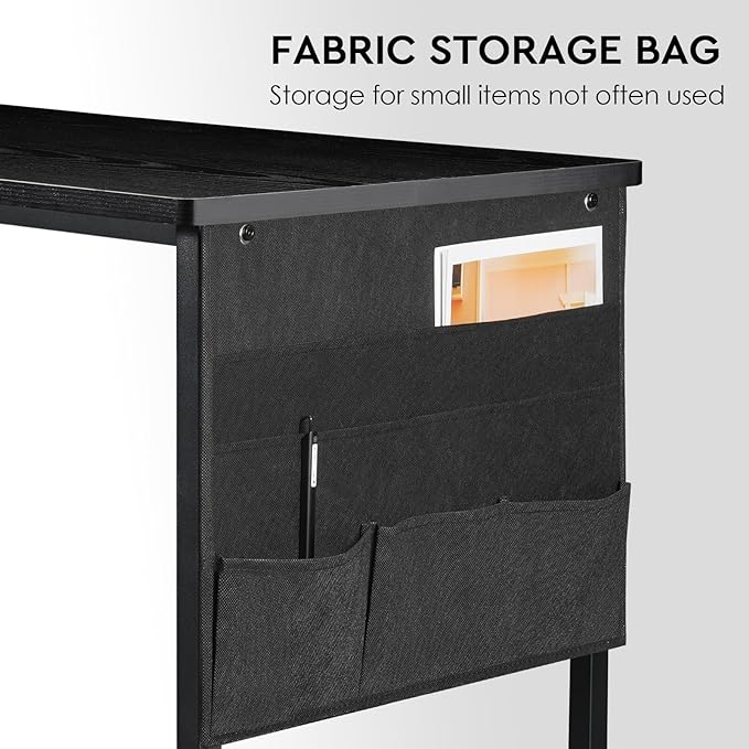 Ｍａｉｈａｉｌ Maihail Small Desk with Drawers, 47 inch Computer Desk with Shelves, Writing Desk with Storage, Small Office Desk with Metal Frame, Black - LeafyLoom