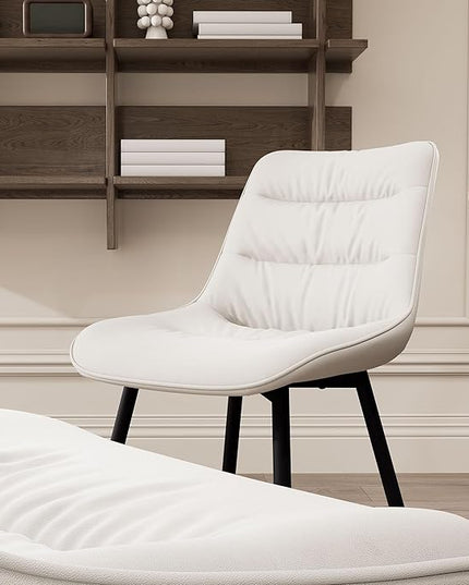 Kidol & Shellder Modern Dining Chairs Set of 2 Kitchen & Dining Room Chairs Upholstered Accent Chair Living Room Chairs Kitchen Chairs Comfy Chair for Bedrooms Waiting Room Home(White) - LeafyLoom