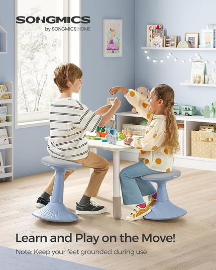 SONGMICS Kids Wobble Chair, Wiggle Stool for Kids Ages 8-12, Comfortable 60D Foam Seat, Breathable Fabric, Anti-Slip Base, 18.1-Inch High, Tool-Free Assembly, Pale Blue and Dove Gray UOSC010Q01 - LeafyLoom