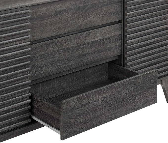 Modway Render 63" Mid-Century Modern Sideboard Buffet Table or TV Stand in Charcoal - LeafyLoom