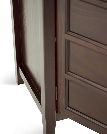 SIMPLIHOME Burlington SOLID WOOD Universal TV Media Stand, 54 inch Wide, Traditional, Living Room Entertainment Center with Storage, for Flat Screen TVs up to 60 inches in Mahogany Brown - LeafyLoom