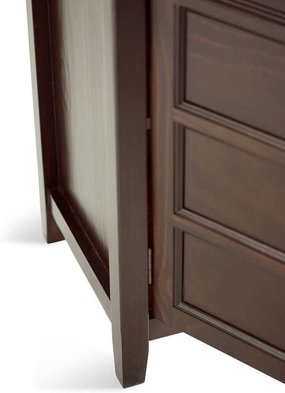 SIMPLIHOME Burlington SOLID WOOD Universal TV Media Stand, 54 inch Wide, Traditional, Living Room Entertainment Center with Storage, for Flat Screen TVs up to 60 inches in Mahogany Brown - LeafyLoom
