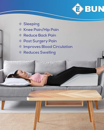Ebung Leg Elevation Pillow with Memory Foam & Cooling Gel - Elevated Leg Pillows for Sleeping, Blood Circulation, Leg Swelling Relief, and Sciatica Pain Relief - Pillow for Back Pain and Pregnancy - LeafyLoom