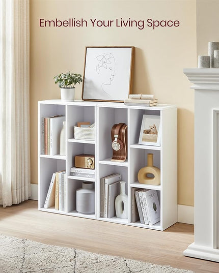 VASAGLE Bookcase, Bookshelf with 5 Compartments, Freestanding Shelves and Cube Organizer, Display Shelf for Small Spaces, for Living Room, Bedroom, and Home Office, White ULBC25WT - LeafyLoom